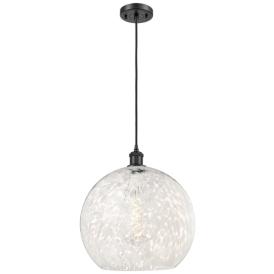 Ballston 13.75" Wide Matte Black Cord Hung Pendant w/ White Mouchette Ballston 13.75" Wide Matte Black Cord Hung Pendant w/ White Mouchette