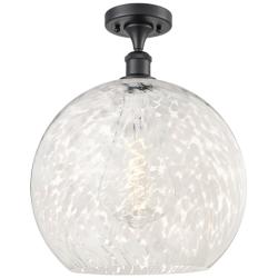 Ballston 13.75" Wide Matte Black Semi-Flush Mount w/ White Mouchette S