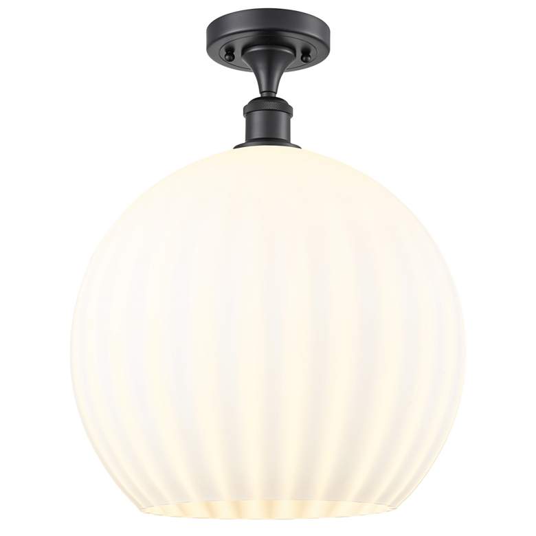Image 1 Ballston 13.75" Wide Matte Black Semi-Flush Mount With White Venetian