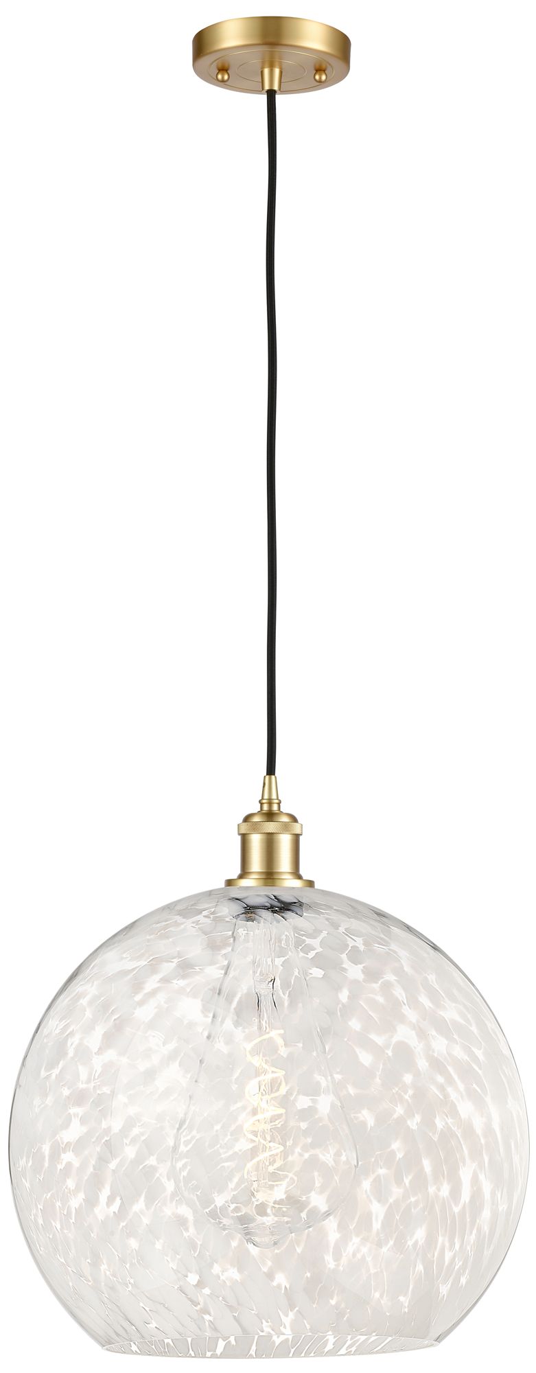 Ballston 13.75" Wide Satin Gold Cord Hung Pendant w/ White Mouchette S