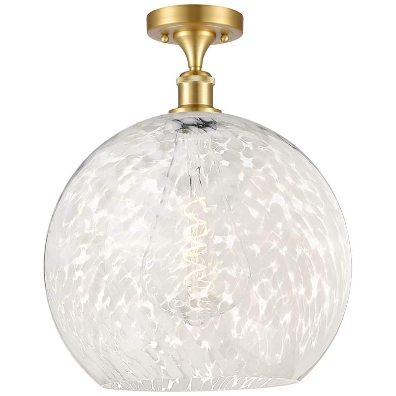 Image 1 Ballston 13.75" Wide Satin Gold Semi-Flush Mount With White Mouchette