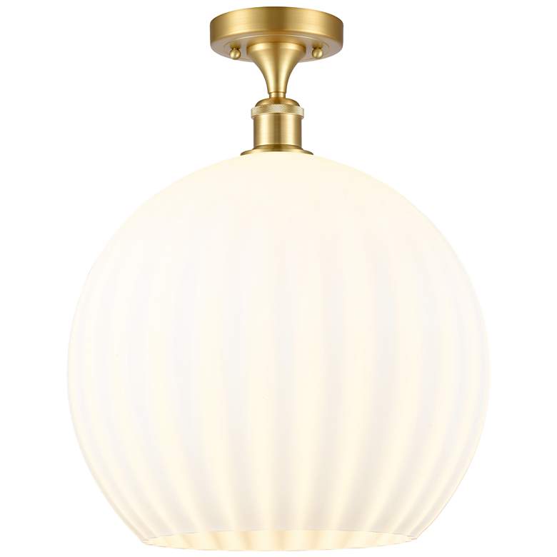 Image 1 Ballston 13.75" Wide Satin Gold Semi-Flush Mount With White Venetian S