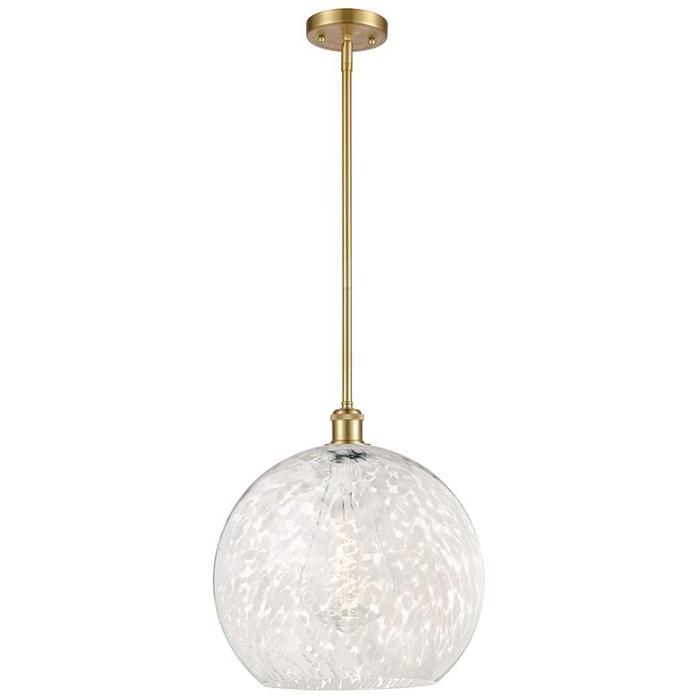 Image 1 Ballston 13.75" Wide Satin Gold Stem Hung Pendant w/ White Mouchette S