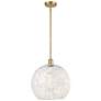 Ballston 13.75" Wide Satin Gold Stem Hung Pendant w/ White Mouchette S