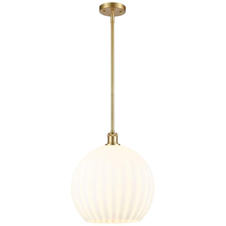 Image 1 Ballston 13.75" Wide Satin Gold Stem Hung Pendant With White Venetian