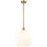 1_Ballston 13.75" Wide Satin Gold Stem Hung Pendant With White Venetian