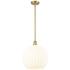 Ballston 13.75" Wide Satin Gold Stem Hung Pendant With White Venetian