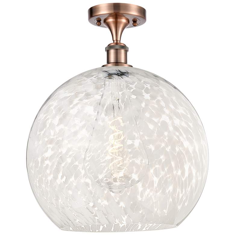 Image 1 Ballston 13.75"W Antique Copper Semi-Flush Mount w/ White Mouchette Sh