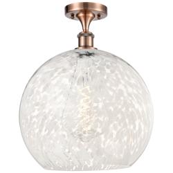 Ballston 13.75"W Antique Copper Semi-Flush Mount w/ White Mouchette Sh