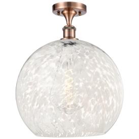 Ballston 13.75"W Antique Copper Semi-Flush Mount w/ White Mouchette Sh Ballston 13.75"W Antique Copper Semi-Flush Mount w/ White Mouchette Sh