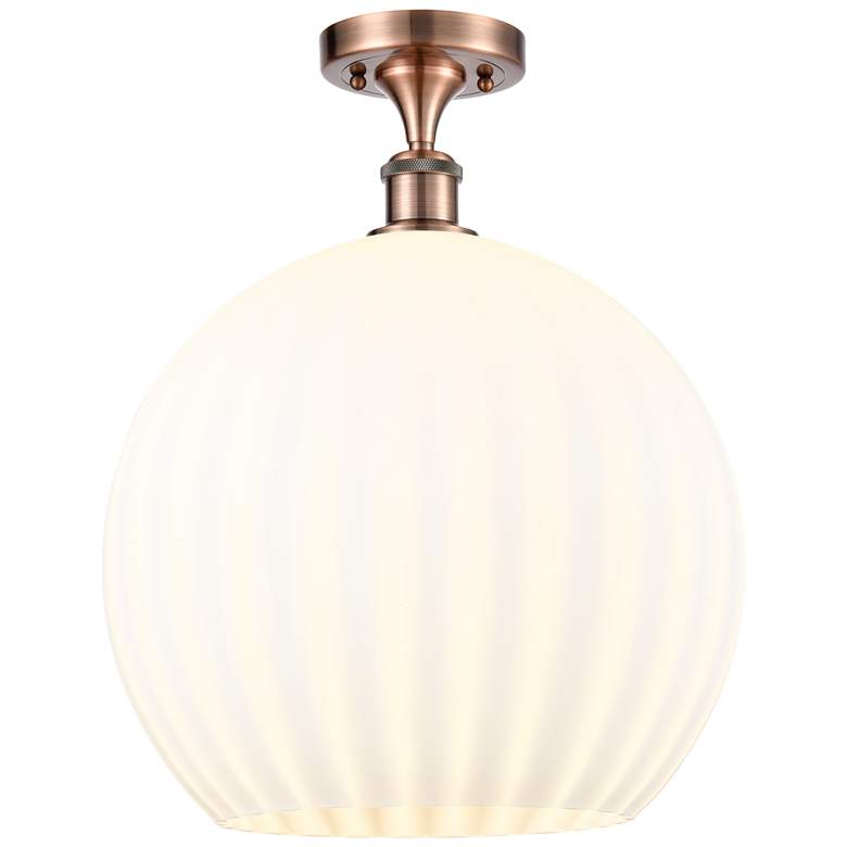 Image 1 Ballston 13.75"W Antique Copper Semi-Flush Mount w/ White Venetian Sha