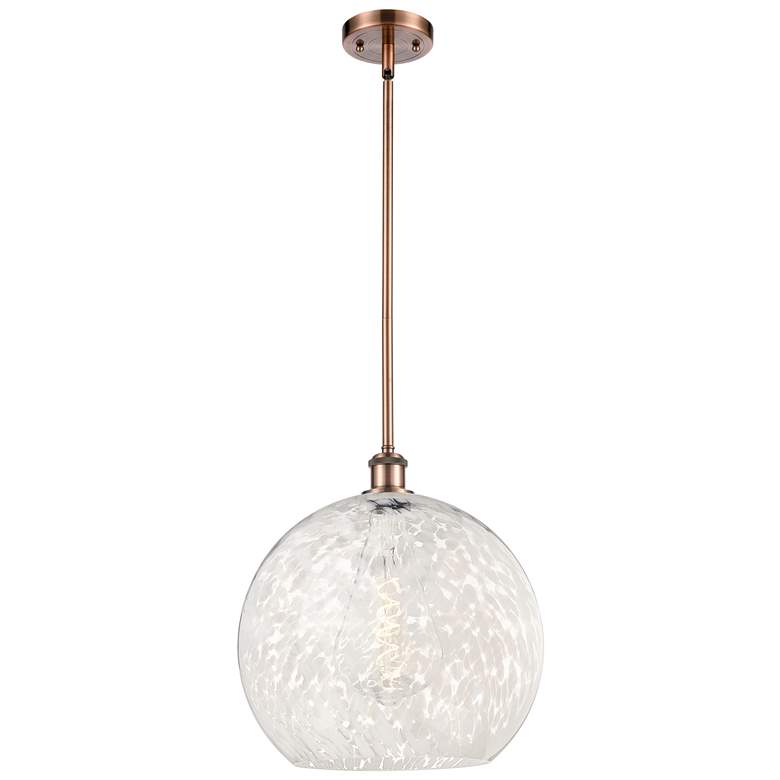 Image 1 Ballston 13.75"W Antique Copper Stemmed Pendant w/ White Mouchette Sha