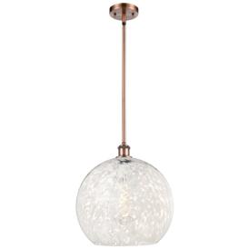 Ballston 13.75"W Antique Copper Stemmed Pendant w/ White Mouchette Sha Ballston 13.75"W Antique Copper Stemmed Pendant w/ White Mouchette Sha