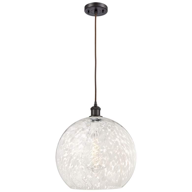 Image 1 Ballston 13.75"W Oil Rubbed Bronze Corded Pendant w/ White Mouchette S