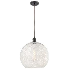 Ballston 13.75"W Oil Rubbed Bronze Corded Pendant w/ White Mouchette S Ballston 13.75"W Oil Rubbed Bronze Corded Pendant w/ White Mouchette S
