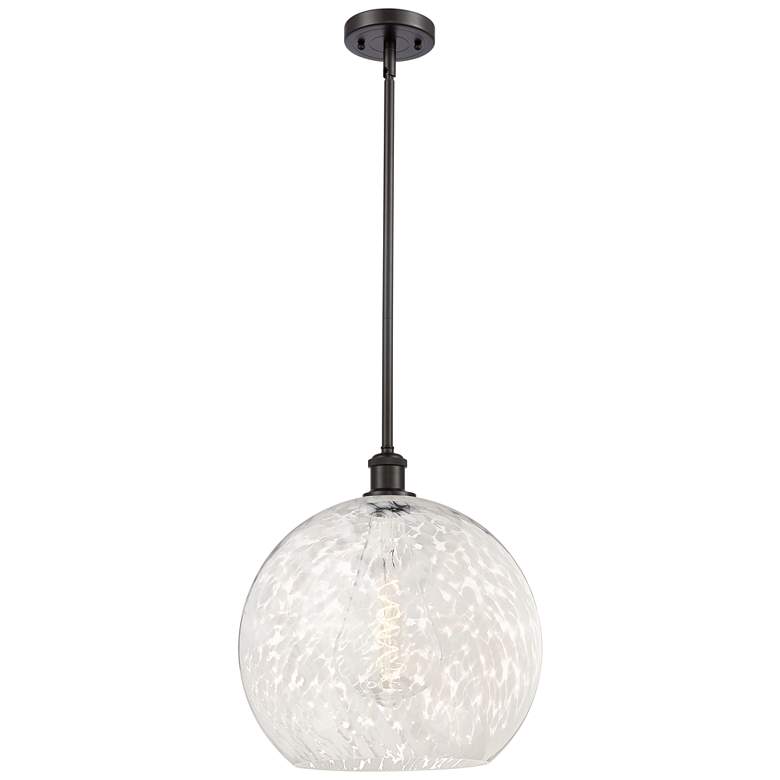 Image 1 Ballston 13.75"W Oil Rubbed Bronze Stemmed Pendant w/ White Mouchette