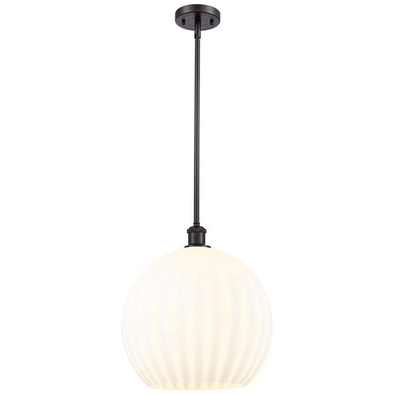 Image 1 Ballston 13.75"W Oil Rubbed Bronze Stemmed Pendant w/ White Venetian S