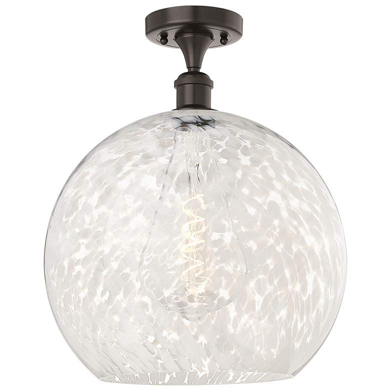 Image 1 Ballston 13.75"W Oiled Bronze Semi-Flush Mount w/ White Mouchette Shad