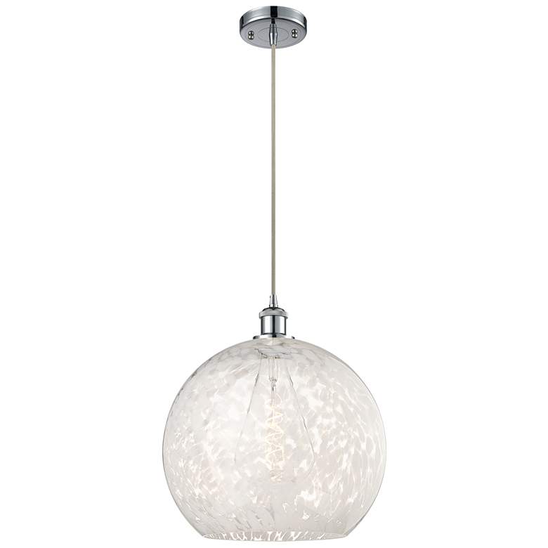 Image 1 Ballston 13.75"W Polished Chrome Corded Pendant w/ White Mouchette Sha
