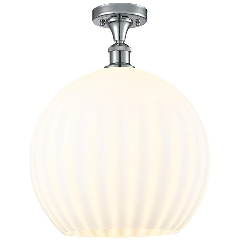 Image 1 Ballston 13.75"W Polished Chrome Semi-Flush Mount w/ White Venetian Sh