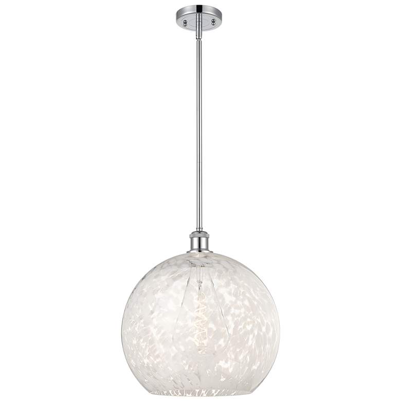 Image 1 Ballston 13.75"W Polished Chrome Stemmed Pendant w/ White Mouchette Sh