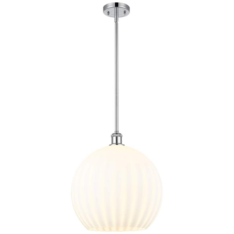 Image 1 Ballston 13.75"W Polished Chrome Stemmed Pendant w/ White Venetian Sha