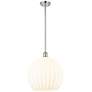 Ballston 13.75"W Polished Chrome Stemmed Pendant w/ White Venetian Sha