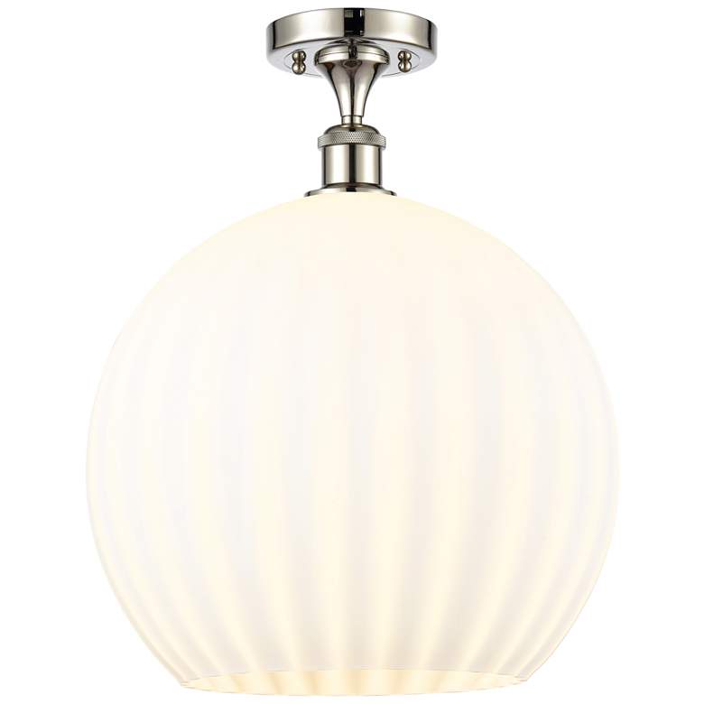 Image 1 Ballston 13.75"W Polished Nickel Semi-Flush Mount w/ White Venetian Sh