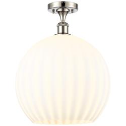 Ballston 13.75"W Polished Nickel Semi-Flush Mount w/ White Venetian Sh