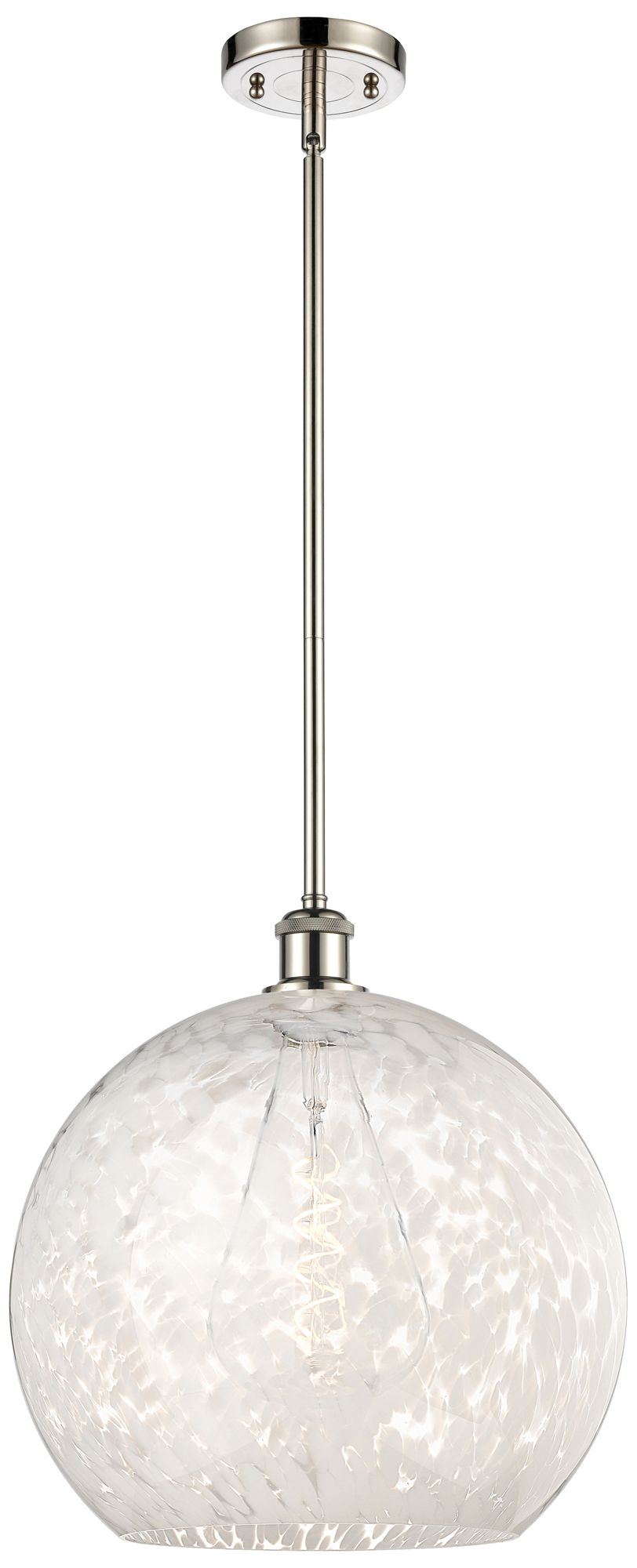 Ballston 13.75"W Polished Nickel Stemmed Pendant w/ White Mouchette Sh