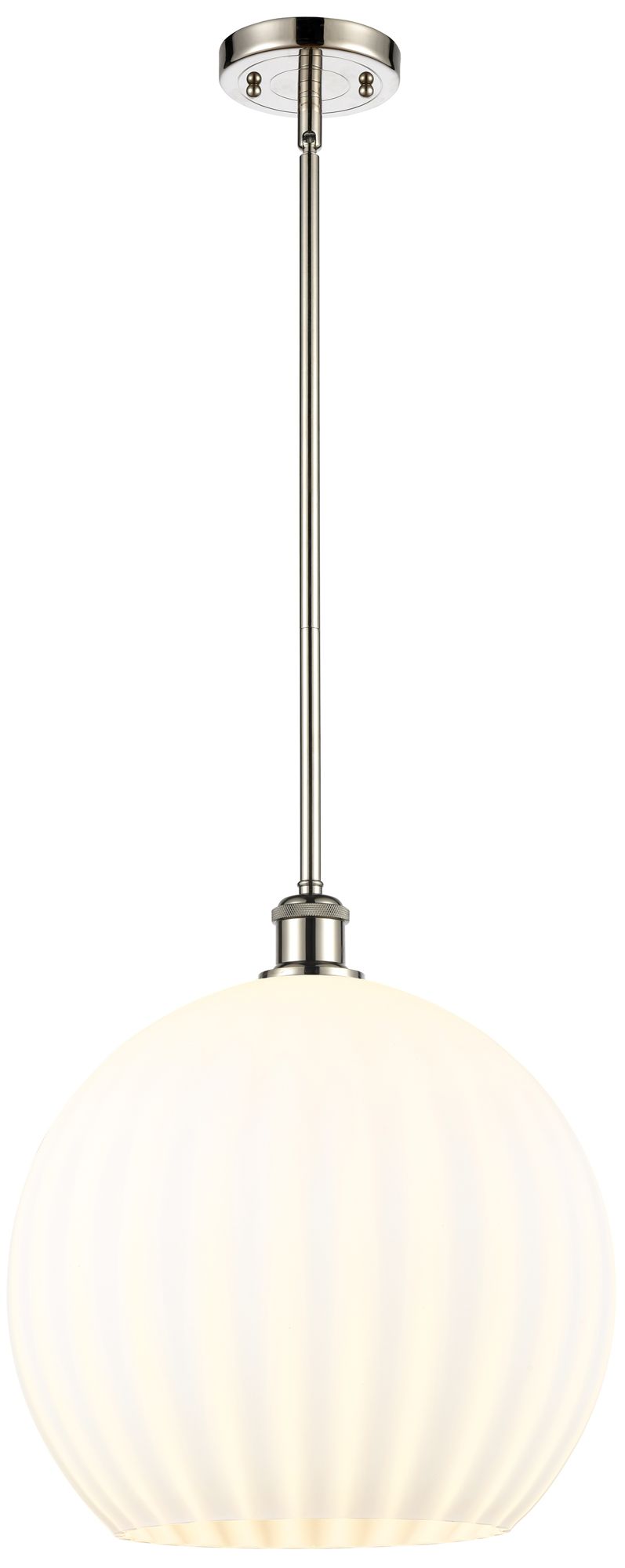 Ballston 13.75"W Polished Nickel Stemmed Pendant w/ White Venetian Sha