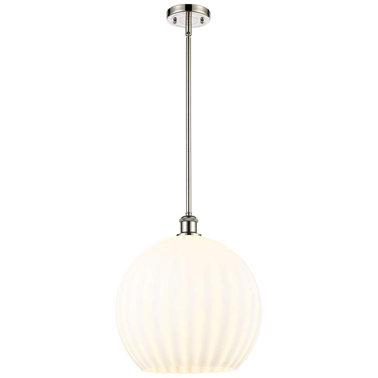 Image 1 Ballston 13.75"W Polished Nickel Stemmed Pendant w/ White Venetian Sha