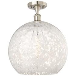 Ballston 13.75"W Satin Nickel Semi-Flush Mount w/ White Mouchette Shad