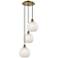 Ballston 14.5"W 3 Light Antique Brass Cord Multi Pendant w/ Mouchette