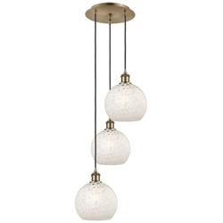 Ballston 14.5"W 3 Light Antique Brass Cord Multi Pendant w/ Mouchette