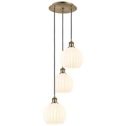 Ballston 14.5"W 3 Light Antique Brass Cord Multi Pendant w/ Venetian S