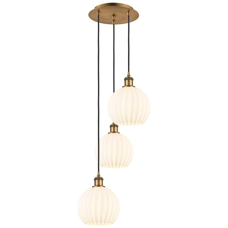 Image 1 Ballston 14.5"W 3 Light Brushed Brass Cord Multi Pendant w/ Venetian S