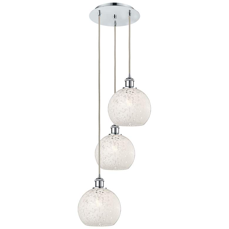 Image 1 Ballston 14.5"W 3 Light Chrome Corded Multi Pendant w/ Mouchette Shade