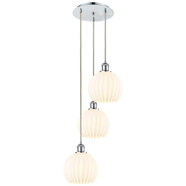 Image 1 Ballston 14.5"W 3 Light Chrome Corded Multi Pendant w/ White Venetian