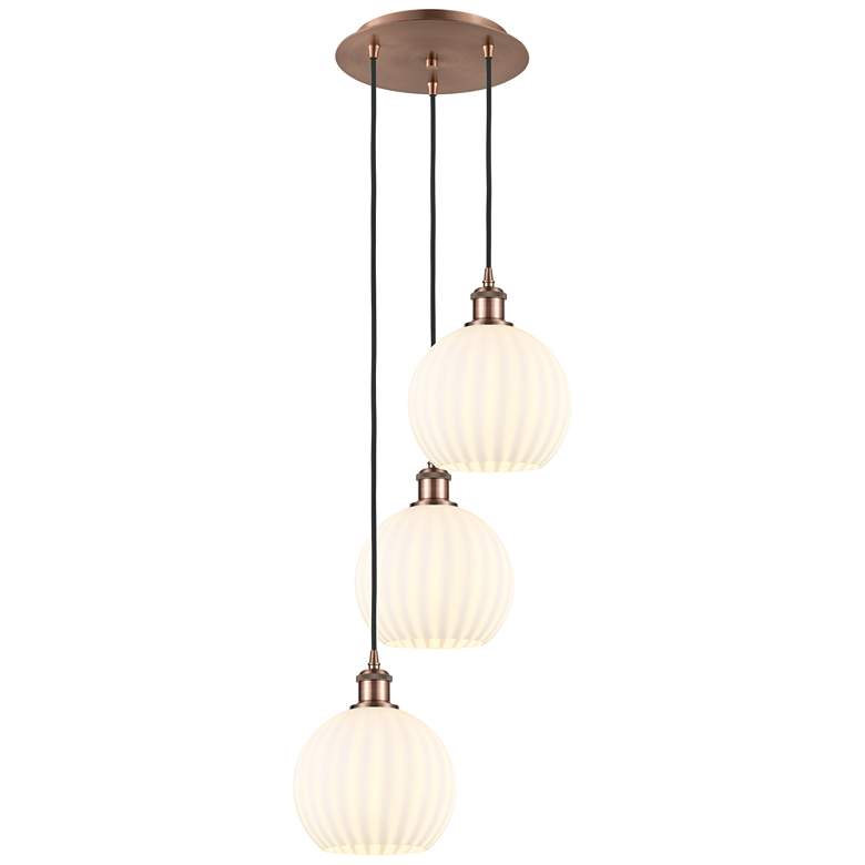 Image 1 Ballston 14.5"W 3 Light Copper Corded Multi Pendant w/ White Venetian