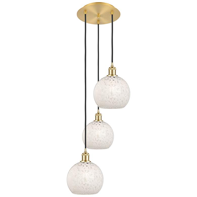 Image 1 Ballston 14.5"W 3 Light Gold Corded Multi Pendant w/ White Mouchette S