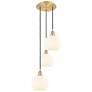 Ballston 14.5"W 3 Light Gold Corded Multi Pendant w/ White Venetian Sh