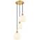 Ballston 14.5"W 3 Light Gold Corded Multi Pendant w/ White Venetian Sh