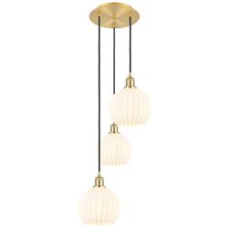 Ballston 14.5"W 3 Light Gold Corded Multi Pendant w/ White Venetian Sh