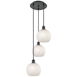 Ballston 14.5"W 3 Light Matte Black Corded Multi Pendant w/ Mouchette
