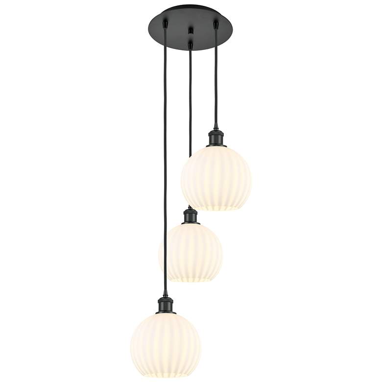 Image 1 Ballston 14.5"W 3 Light Matte Black Corded Multi Pendant w/ Venetian S