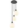 Ballston 14.5"W 3 Light Matte Black Corded Multi Pendant w/ Venetian S