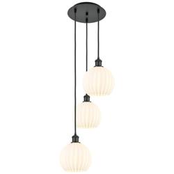 Ballston 14.5"W 3 Light Matte Black Corded Multi Pendant w/ Venetian S