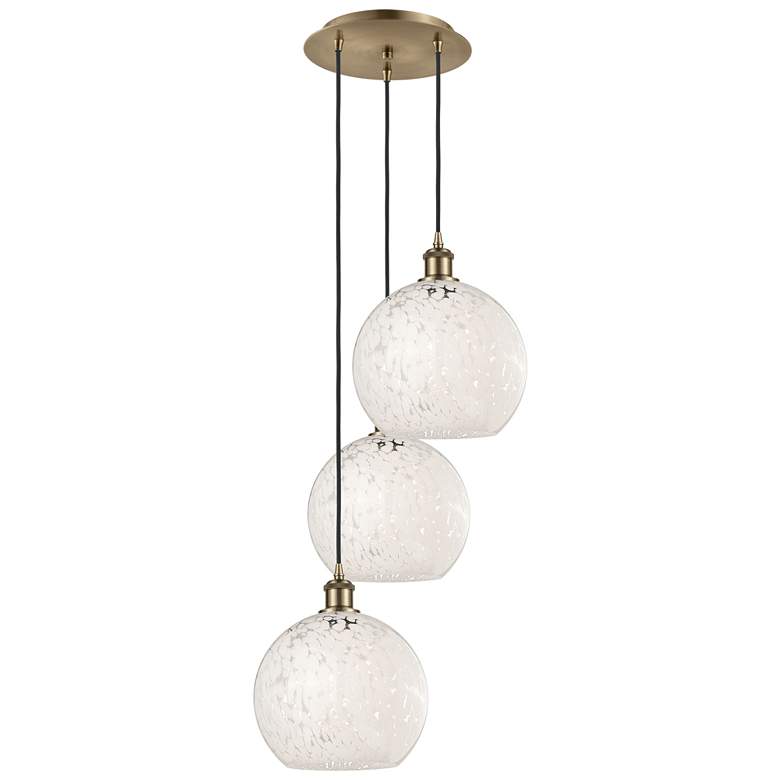 Image 1 Ballston 16.5"W 3 Light Antique Brass Cord Multi Pendant w/ Mouchette