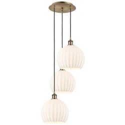 Ballston 16.5"W 3 Light Antique Brass Cord Multi Pendant w/ Venetian S